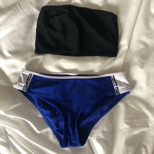 Mixed-matched two-piece swim suit